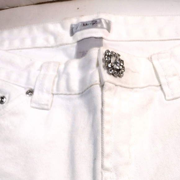 METRO 7  WHITE SILVER EMBROIDERED JEANS SIZE 8 - Picture 2 of 4